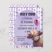 Heilige Kuh Ich bin eine Wasserfarbe Lila Bow Einl Postkarte (Vorne/Hinten)