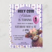 Heilige Kuh Ich bin eine Wasserfarbe Lila Bow Einl Postkarte (Vorderseite)
