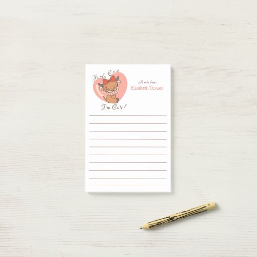 Heilige Kuh, ich bin Niedlich, Kuh am Herzen, Kind Post-it Klebezettel (Auf Schreibtisch)