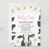 Heilige Kuh Ich bin One Pink Gingham Daisy Birthda Einladung (Vorderseite)