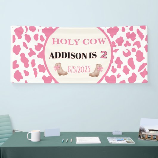 Heilige Kuh ich bin zwei Kuh Print Birthday Banner (Messe)