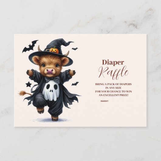 Heilige Kuh Little Boo Halloween Baby Raffle Diapp Begleitkarte (Vorderseite)