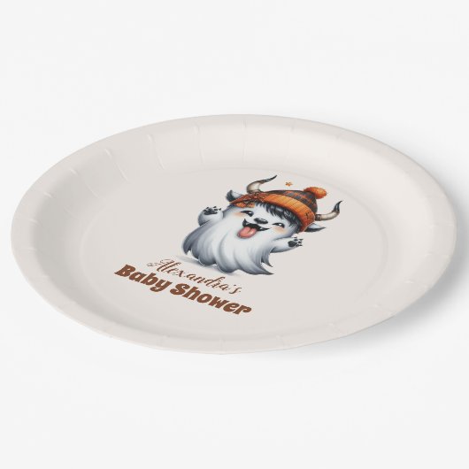 Heilige Kuh Little Boo Halloween Kinderdusche Pappteller (Schrägansicht)