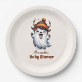 Heilige Kuh Little Boo Halloween Kinderdusche Pappteller (Vorderseite)