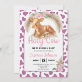 Heilige Kuh Magenta Wasserfarbe Flora Baby Girl Ca Einladung (Vorderseite)