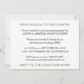 Heilige Kuh! Neues Land-Zuhausehousewarming-Party Einladung (Rückseite)