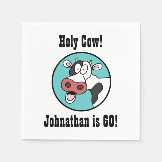 Heilige Kuh Personalisiert 60. Geburtstagsparty Na Serviette (Vorderseite)