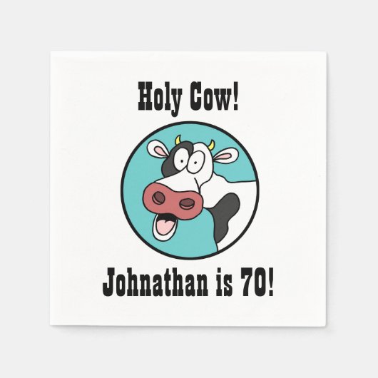 Heilige Kuh Personalisiert 70. Geburtstagsparty Na Serviette (Vorderseite)