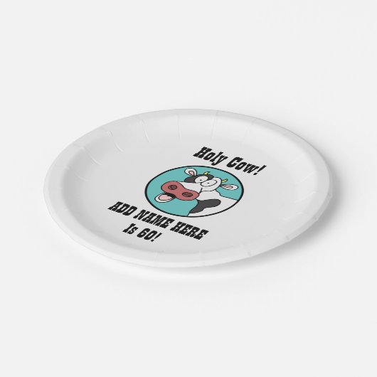 Heilige Kuh-personalisierter 60. Pappteller (Schrägansicht)