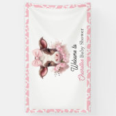 Heilige Kuh Pink Boho Babydusche Banner (Vertikal)