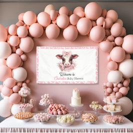 Heilige Kuh Pink Boho Babydusche Banner