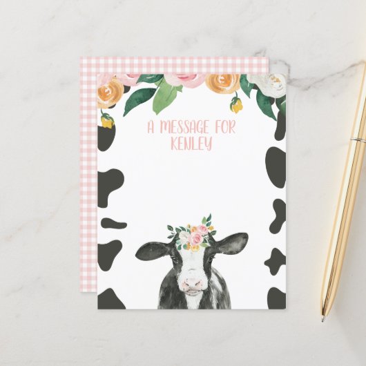 Heilige Kuh Pink Gingham Flora Zeitkapsel Nachrich (Vorderseite/Rückseite Beispiel)