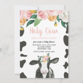Heilige Kuh Rosa Blumendusche Einladung (Vorderseite)