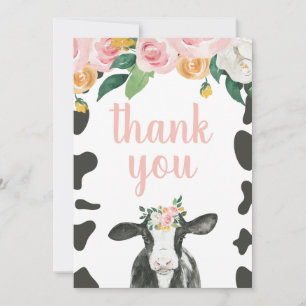 Heilige Kuh Rosa Gingham Blumen Geburtstags Dankes Dankeskarte