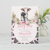 Heilige Kuh Rosa Kuh Druck Babydusche Einladung (Stehend Vorderseite)