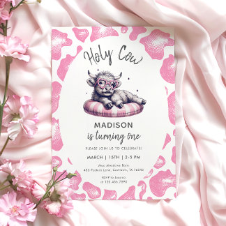 Heilige Kuh Rosa Mädchen Erstgeburt Einladung