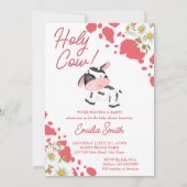 Heilige Kuh rosa Muster niedliche Kuh Babydusche Einladung (Vorderseite)