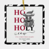 Heilige Kuh Weihnachts-Foto Cowhide Pattern Keramikornament (Vorderseite)