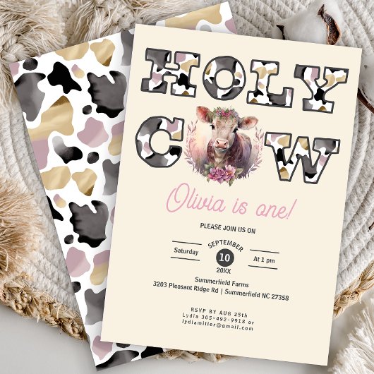 Heilige Kuh Western 1. Geburtstagsmädchen Einladun Einladung