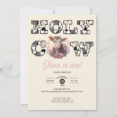 Heilige Kuh Western 1. Geburtstagsmädchen Einladun Einladung (Vorderseite)