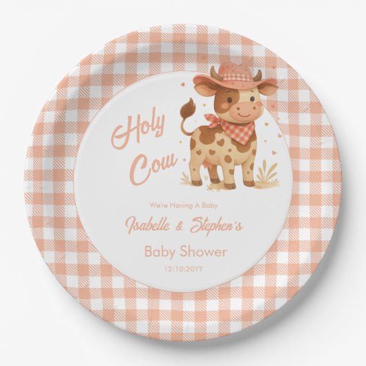 Heilige Kuh, wir haben ein rustikales Baby Peach K Pappteller (Vorderseite)