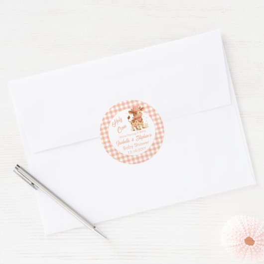 Heilige Kuh, wir haben ein rustikales Baby Peach K Runder Aufkleber (Umschlag)