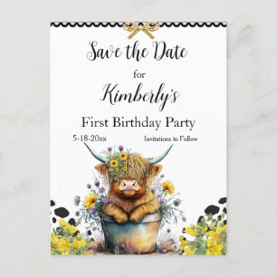 Heilige Kuh zum ersten Geburtstag , Save the Date Postkarte