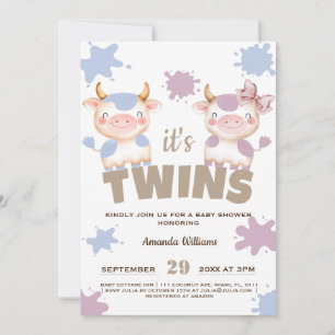 Heilige Kuh Zwillinge Mädchen Junge Baby Shower Einladung