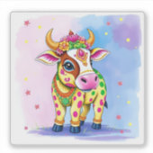 Heilige Kühe in festlicher Verkleidung für Diwali Aufkleber (Vorderseite)