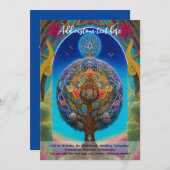 Heilige Kunst Mystischer Baum des Lebens spirituel Einladung (Vorne/Hinten)