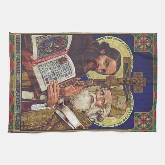 Heilige Kyril und Methodius Förderer Europas Geschirrtuch (Horizontal)