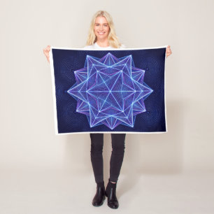 Heilige leuchtend blaue geometrische Sternmuster-K Fleecedecke