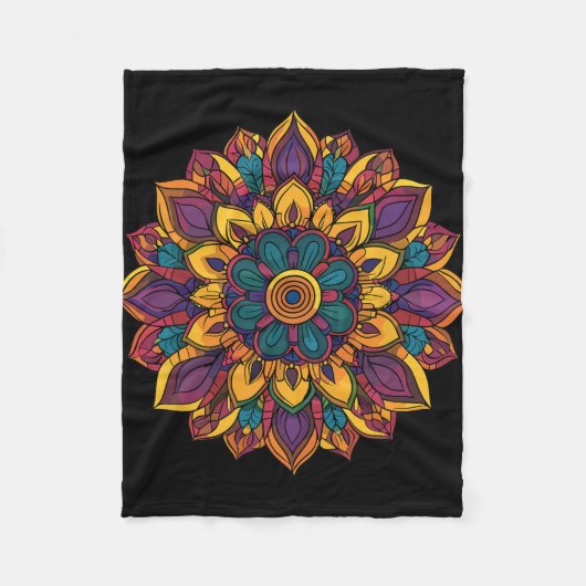 Heilige Lotus-Mandala-Boho-Yoga-Meditationsharmoni Fleecedecke (Vorderseite)