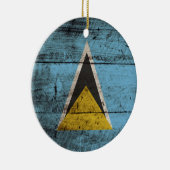 Heilige Lucia-Flagge auf altem hölzernem Korn Keramik Ornament (Rechts)