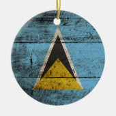 Heilige Lucia-Flagge auf altem hölzernem Korn Keramik Ornament (Vorne)