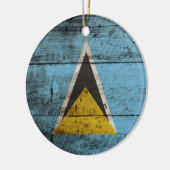 Heilige Lucia-Flagge auf altem hölzernem Korn Keramik Ornament (Links)