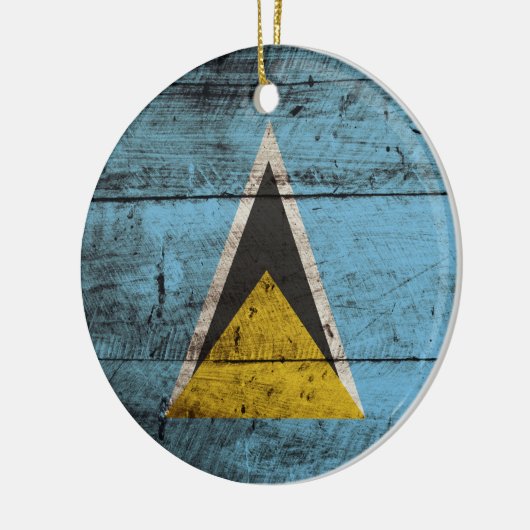 Heilige Lucia-Flagge auf altem hölzernem Korn Keramik Ornament (Links)