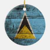 Heilige Lucia-Flagge auf altem hölzernem Korn Keramik Ornament (Hinten)