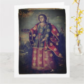 Heilige Lucia im Stil der Cusco-Schule Karte (Gelbe Blume)