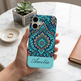 Heilige Mandala-Spiritualität Navy Blau Teal Damas