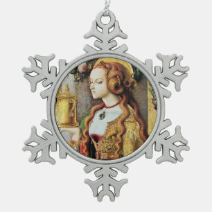 HEILIGE MARIA MAGDALENA SCHNEEFLOCKEN Zinn-Ornament
