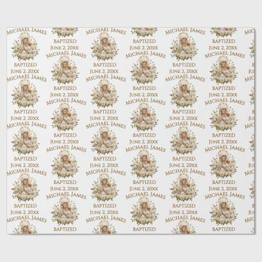 Heilige Maria mit Kind Jesus Taufe Geschenkpapier (Flach)
