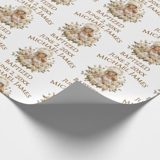 Heilige Maria mit Kind Jesus Taufe Geschenkpapier (Ecke)