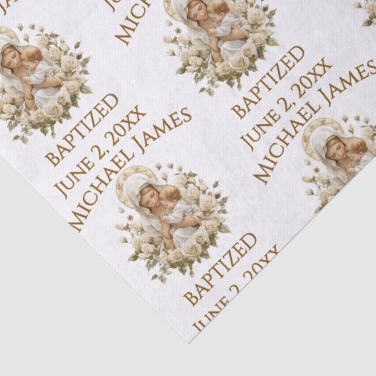 Heilige Maria mit Kind Jesus Taufe Seidenpapier (Detail)