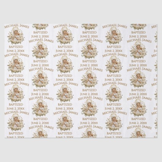 Heilige Maria mit Kind Jesus Taufe Seidenpapier (Vorderseite)