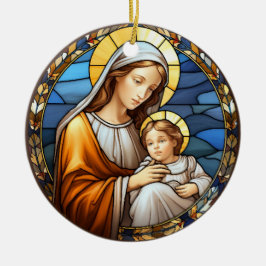 Heilige Maria und Baby Jesus festgehalten Glass Na Keramik Ornament