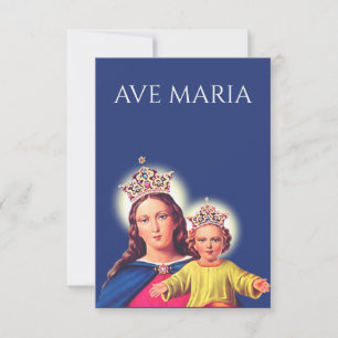 Heilige Maria und Jesuskind Andachtsbild   Ave Mar Dankeskarte