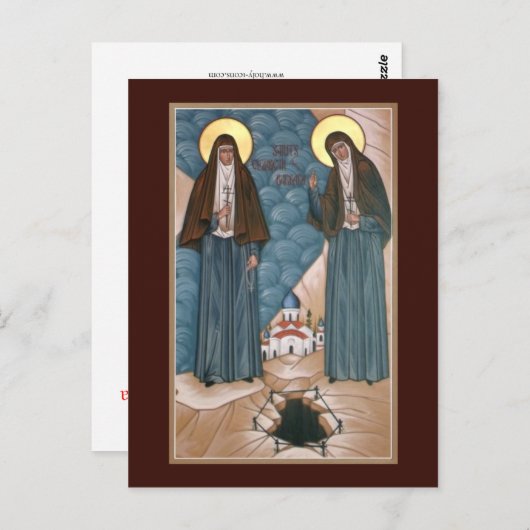 Heilige Märtyrer Elisabeth und Barbara-Gebetskarte Postkarte (Vorne/Hinten)