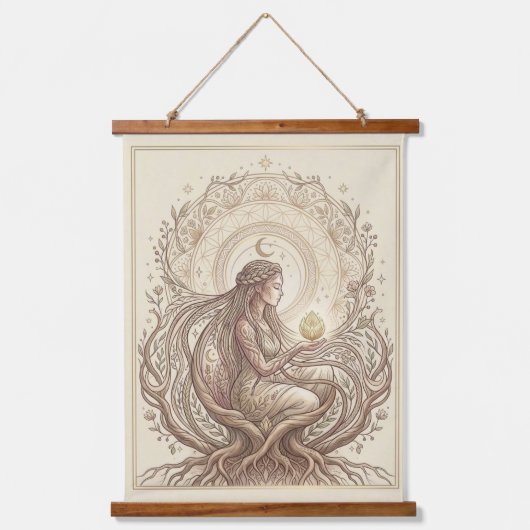 Heilige Mutter Erde Wandteppich Mit Holzrahmen (Vorderseite)