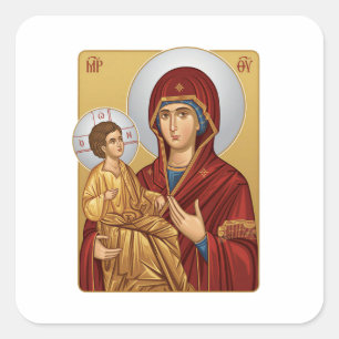 Heilige Mutter Gottes Ost-Europäische Kirche Ortho Quadratischer Aufkleber